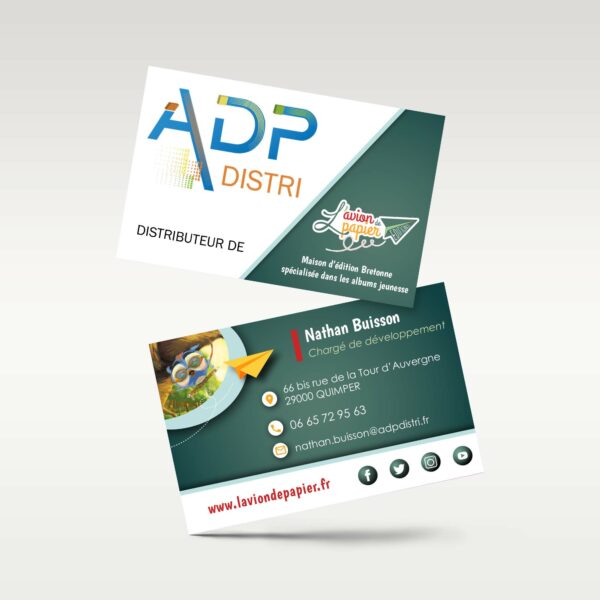 Carte de visite – ADP Distri et L’avion de papier