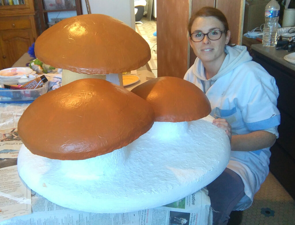 sculpture 3 champignons en cours fanny bompas